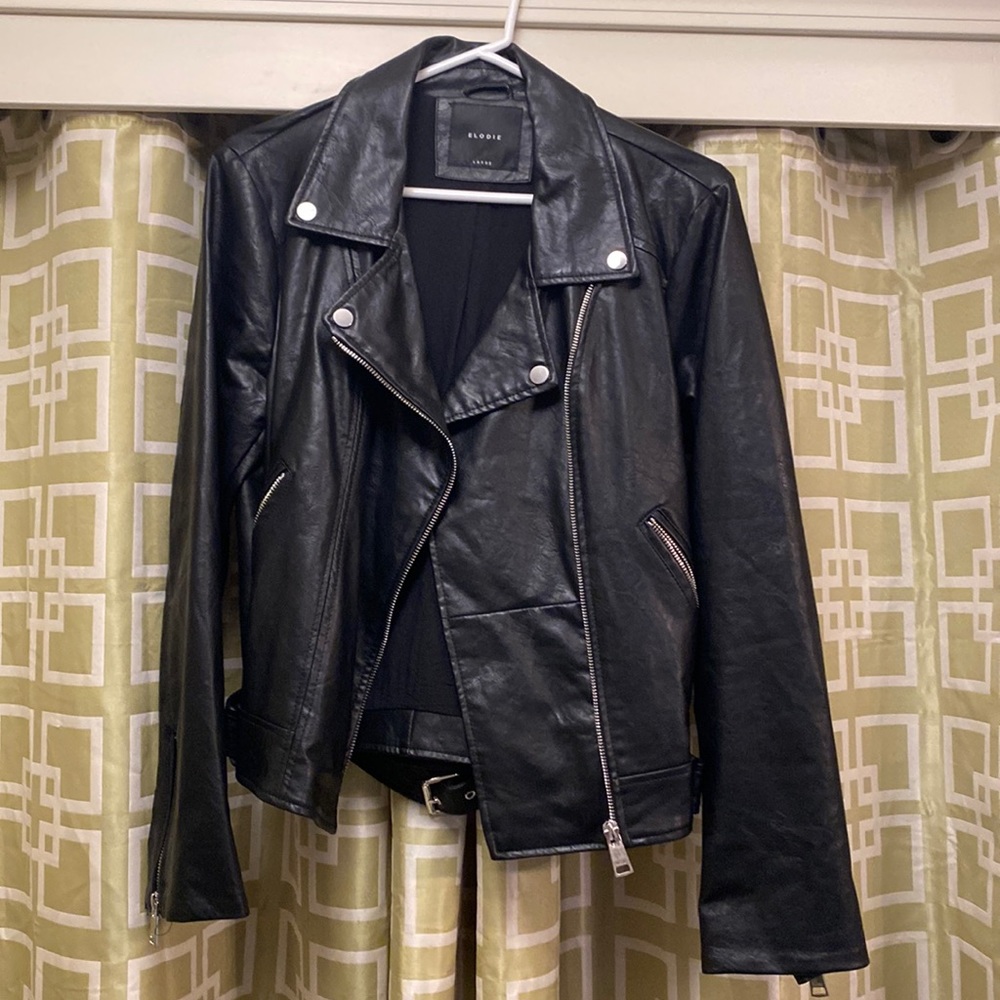 Elodie Black Leather Bomber Jacket